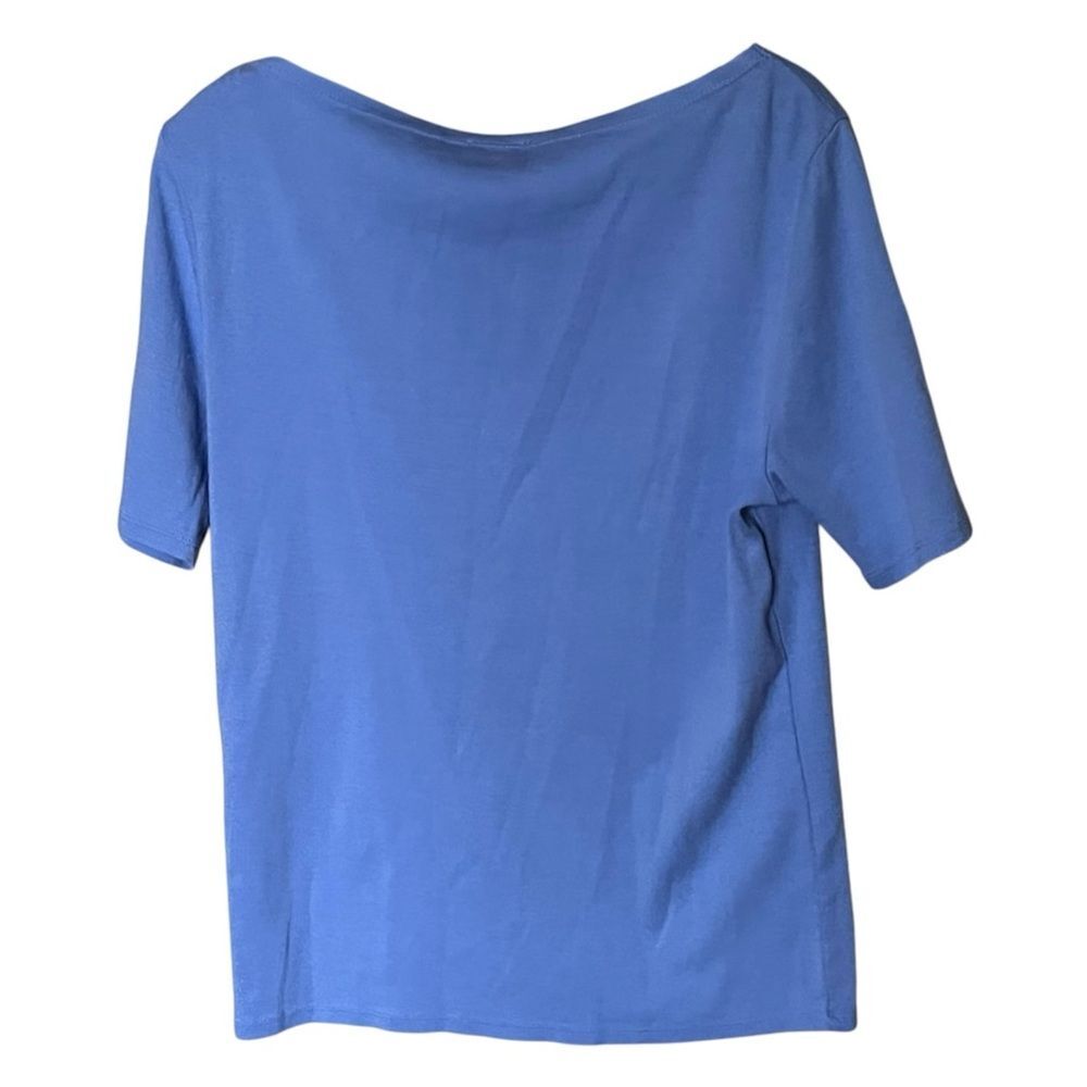 J by J. Crew Cotton Blue Short Sleeve with Round Neck Tee Shirt Top Size Large - Picture 2 of 8